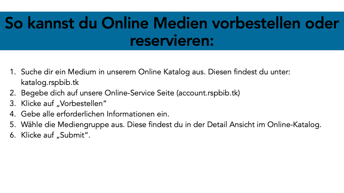 Anleitung Medien vorbestellen und reservieren